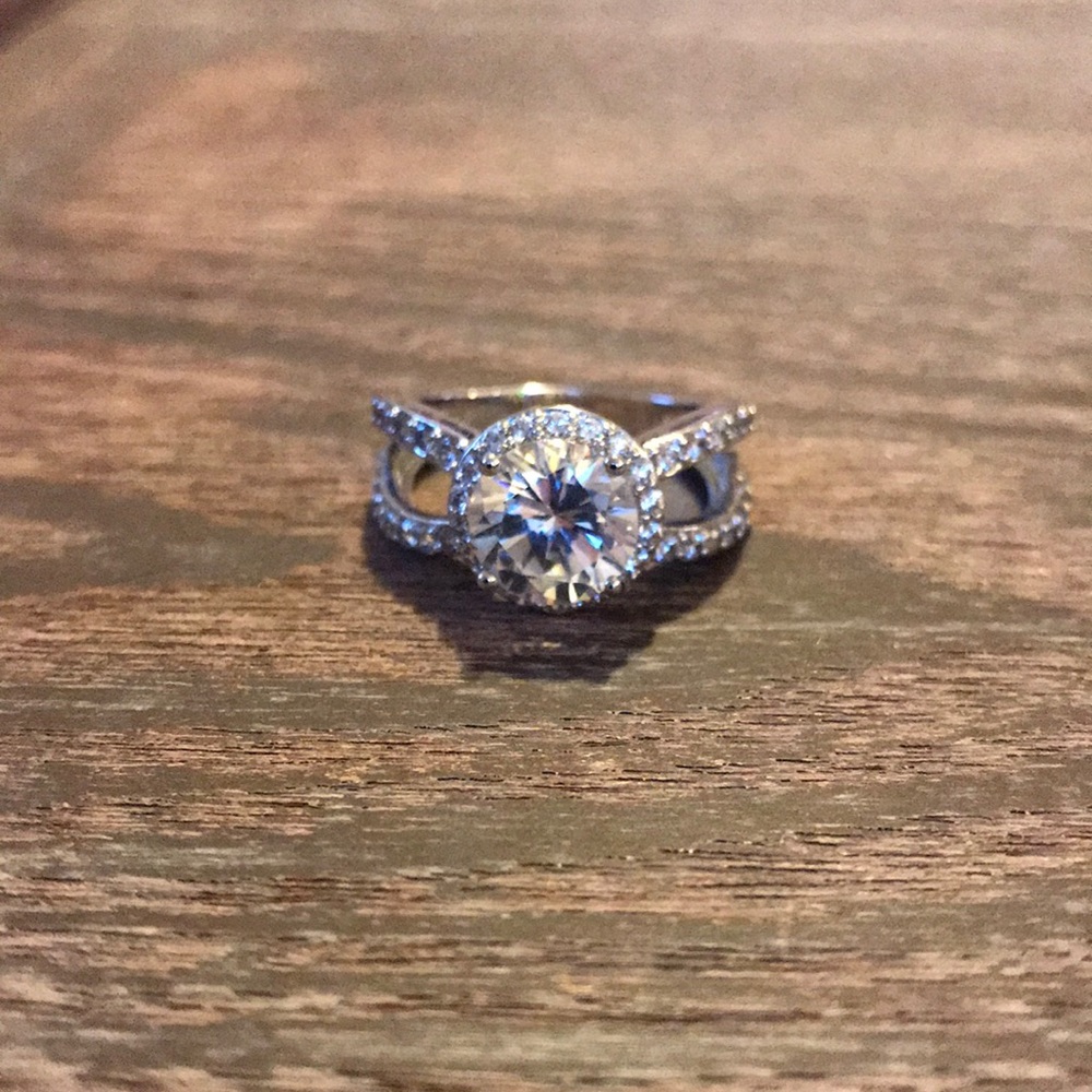 Silver plated cubic zirconia ring